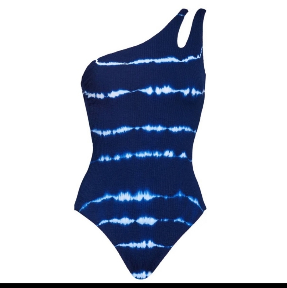 NEW BECCA Violet Tie-Dye Asymmetrical Swimsuit - Picture 4 of 6